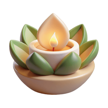 3D Render of a Serene Lotus Candle Illustration png