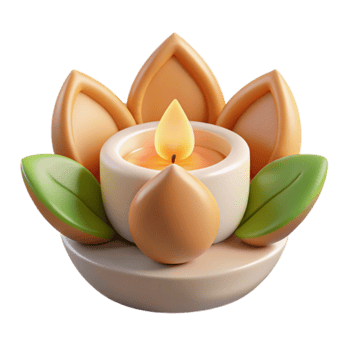 3D Render of a Serene Candle in a Lotus Flower Design png