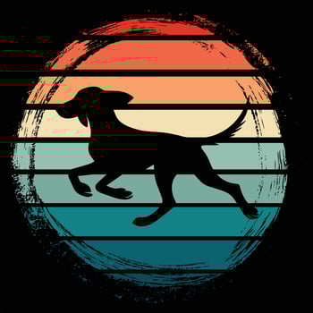 Retro Sunset Sky with American Foxhound Dog Silhouette vector