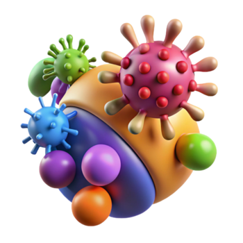 Colorful 3D Virus Cluster Illustration Abstract Background png