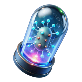 3D Render of Microscopic Organism in Glass Capsule png