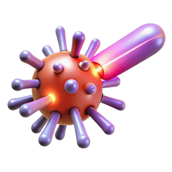 3D Illustration Viral Infection Treatment, Microscopic Virus Attacked by Medicine png