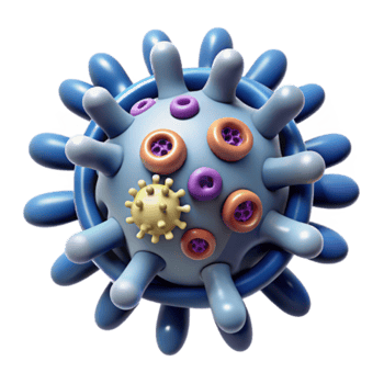 Cartoon 3D Virus Illustration Microbe Cell Graphic, Microscopic Pathogen Render png