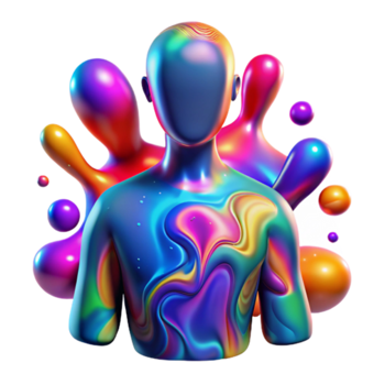 Abstract 3D Render of a Colorful Human Torso Immersed in Vibrant Paint png