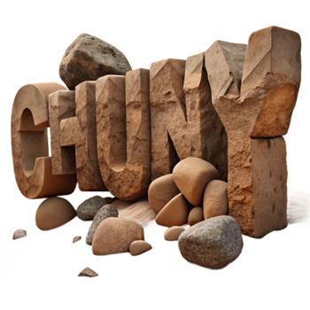 3D Stone Textured Word CHUNKY, Rocks and Sand Background Illustration png