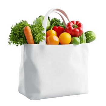 White Bag Filled With Fresh Colorful Produce png