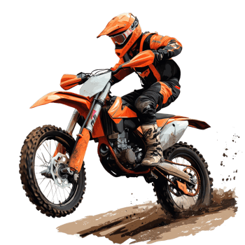 Motocross Rider On Orange Dirt Bike In Action png
