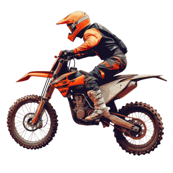 Motocross Rider Soaring High On An Orange Dirt Bike png