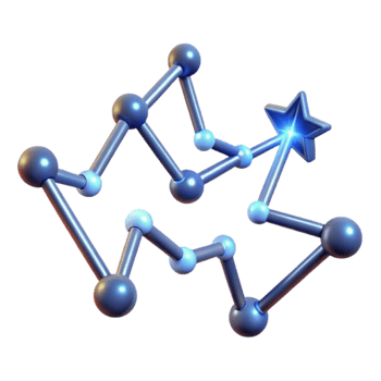 3D Illustration Molecular Structure with Shining Star Success Concept png