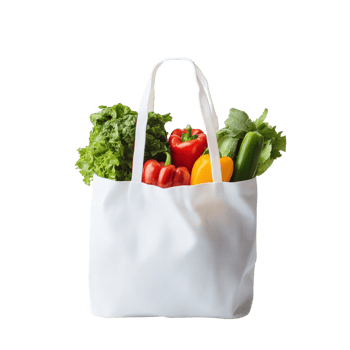 White Tote Bag Filled With Fresh Vegetables and Lettuce png