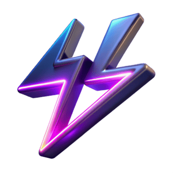 Neon Lightning Bolts 3D Render Abstract Background Image png