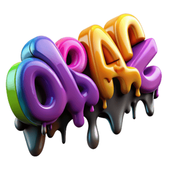 Vibrant 3D Render of Dripping Colorful Text Graphic png