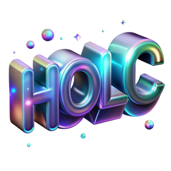 HOLOGRAPHIC 3D Text Effect Colorful Gradient Background Illustration png