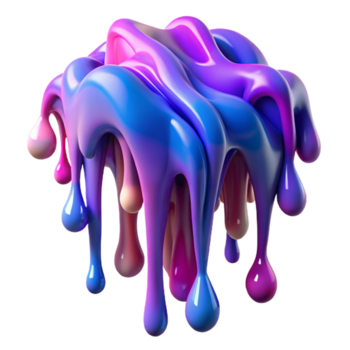 Abstract 3D Render of Dripping Paint in Vibrant Blue and Purple Hues png
