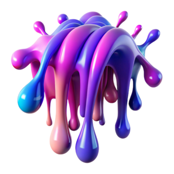 Abstract 3D Render of Dripping Colorful Paint png