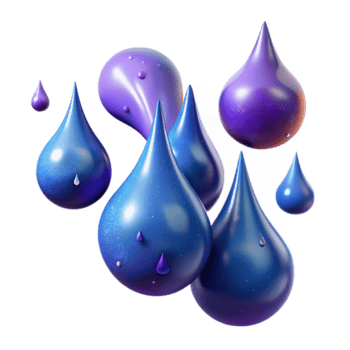 Abstract 3D Render of Blue and Purple Droplets png
