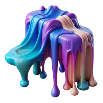 Abstract 3D Render of Melted Rainbow Paint Cube png