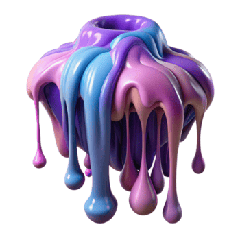 Abstract 3D Render of Dripping Paint in Purple Blue and Pink Hues png