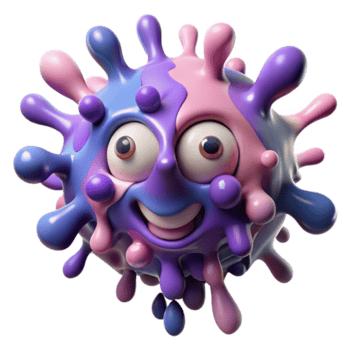 Playful Purple and Pink 3D Blob Illustration, Happy Cartoonish Goo Monster Design png