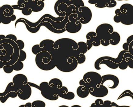 Clouds seamless pattern in oriental style. Decorative Chinese magic frame. illustration. vector