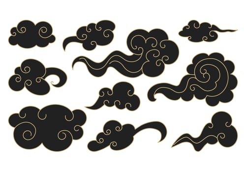 Clouds set in oriental style. Chinese illustration. vector