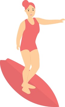 Surfing Person Character. vector