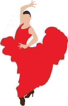 A woman in a red dress dancing vector