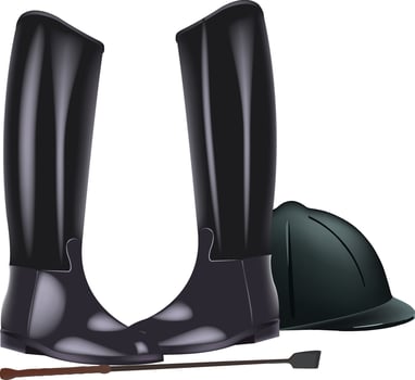 Horse boots and hat illustration vector