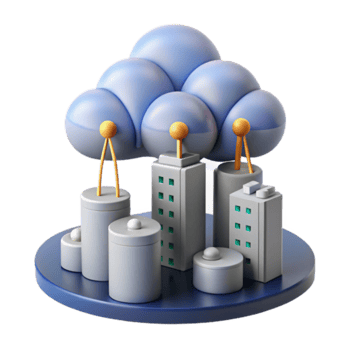 3D Illustration Cloud Computing Cityscape Network Digital Infrastructure png
