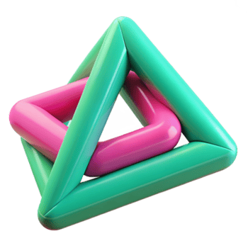 Abstract 3D Render Pink and Teal Interlocking Triangles and Squares png