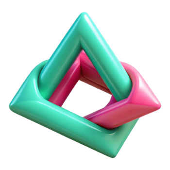 Abstract 3D Render of Interlocking Pink and Teal Geometric Shapes png