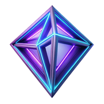 Neon Glow 3D Geometric Abstract Background Purple Blue Crystal png