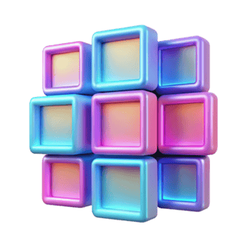 Abstract 3D Render of Interlocking Colorful Cubes png