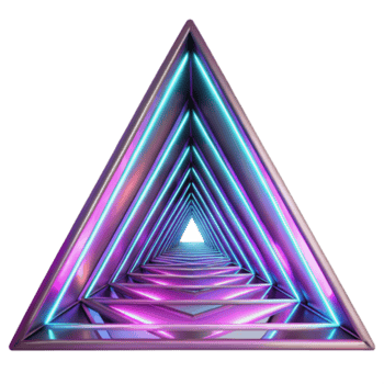 Neon Triangle Tunnel 3D Illustration Abstract Background of Pink and Blue Glowing Lines png