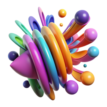Vibrant 3D Abstract Background Image Rainbow Swirls and Spheres png