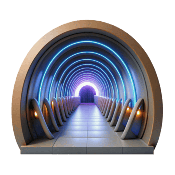 Futuristic Neon Tunnel 3D Render, Abstract Background Image png