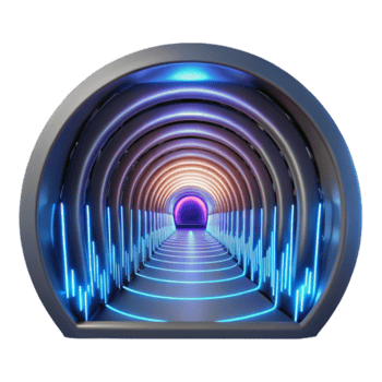 Neon Glowing Tunnel 3D Render Abstract Background Illustration png