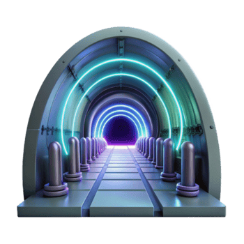 Futuristic Neon Tunnel 3D Render Abstract Background Image png