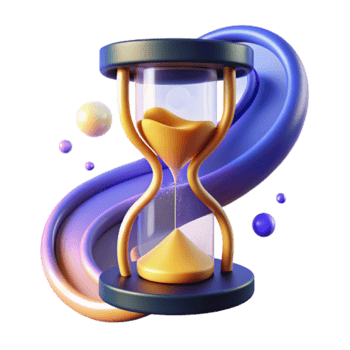 3D Render of Hourglass with Abstract Background, Time Concept Illustration png