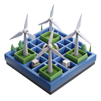 3D Illustration Green Energy Maze Wind Turbines Eco Friendly Cityscape png