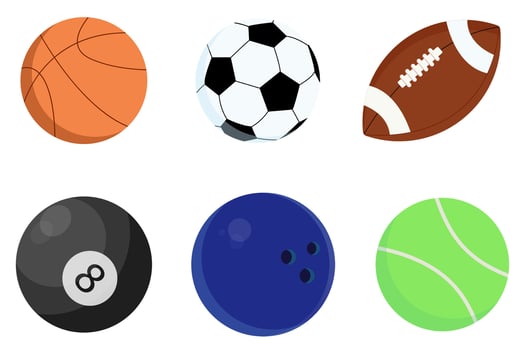 Sport balls set, each isolated on white background. Sport equipment collection. vector