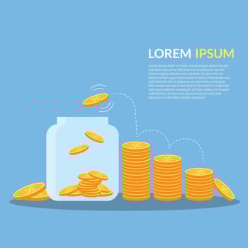 Jar with coins stack growth financial, save money and investment concept stock illustration vector