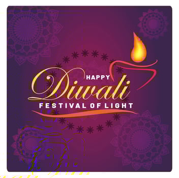 Text Happy Diwali Celebration. Top view of banner design decorated with burning oil lamps. vector