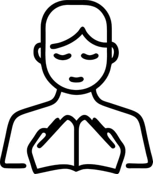 Man praying to God for blessings and to better life during to life crisis holding hands in prayer with Bible eyes closed symbolizing belief in goodness vector