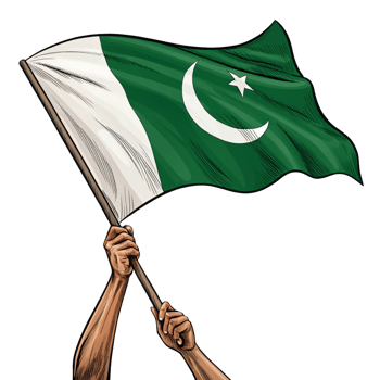 3d hand holding Pakistan flag is isolated on transparent background png