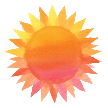 Sunshine burst vibrant watercolor sun on transparent background bright colors nature art artistic perspective png