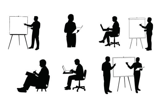 Business professionals engaging in teamwork and structured corporate training vector