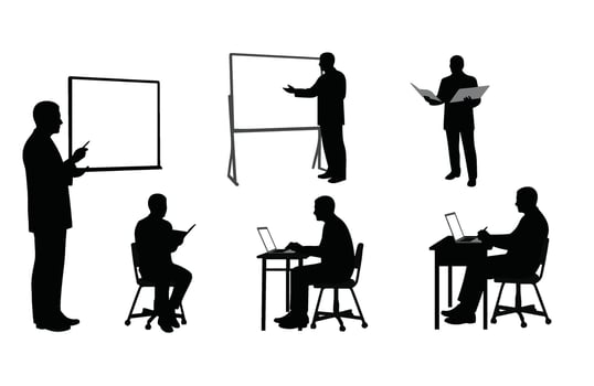 Office business training session with teamwork and professional presentations vector