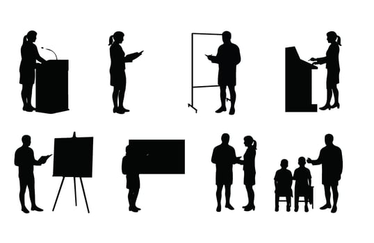 Teamwork and training among business professionals presenting new corporate ideas vector