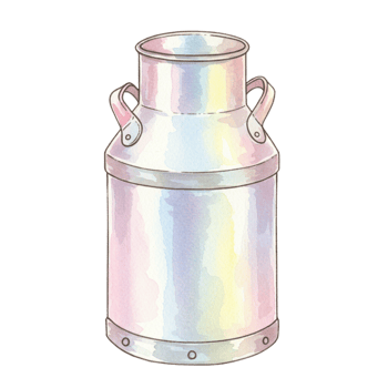 Vintage milk can illustration with transparent background rustic charm artistic style home decor whimsical vibe png